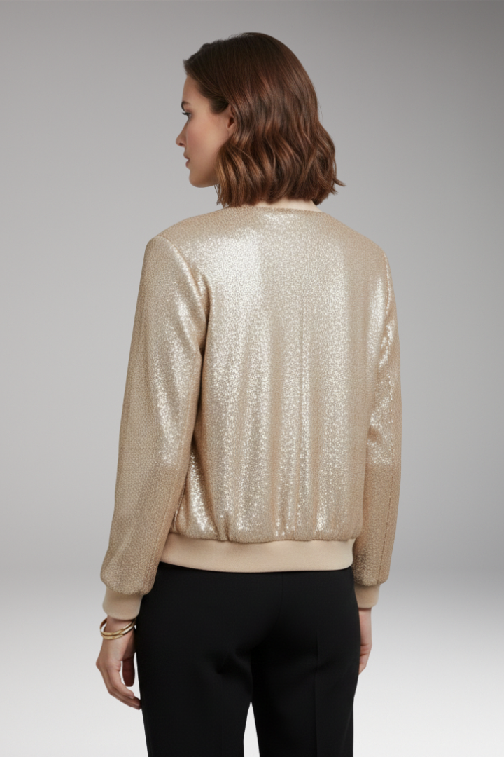 Women's Bomber Jacket with Front Closure and Side Pockets