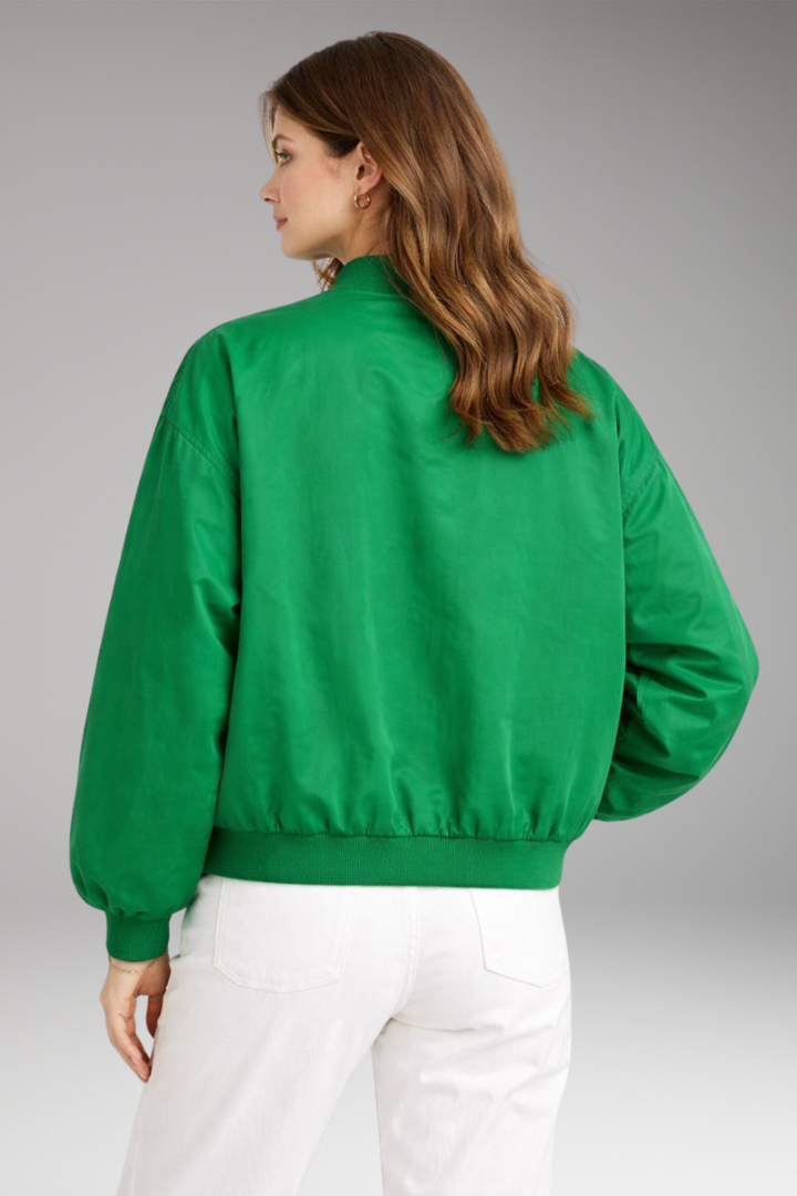 Women's Bomber Jacket with Front Zip and Oversized Shape
