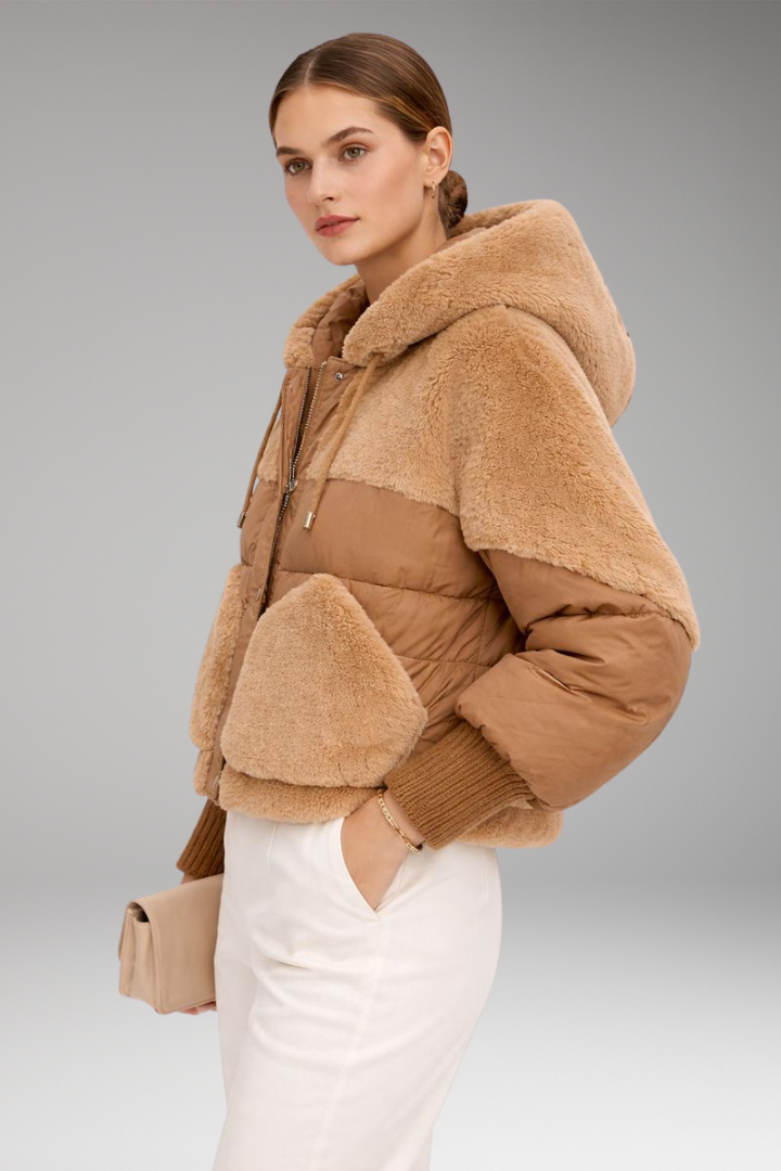 Women's Bomber Jacket with Hood and Zipper Closure