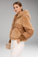 Women's Bomber Jacket with Hood and Zipper Closure