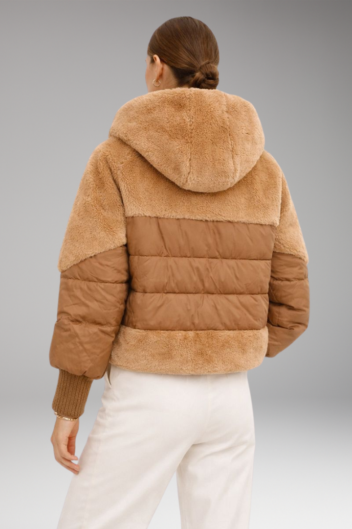 Women's Bomber Jacket with Hood and Zipper Closure