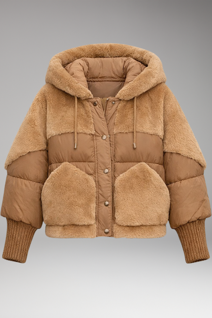 Women's Bomber Jacket with Hood and Zipper Closure