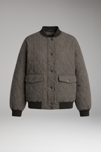 Women's Bomber Jacket with Oversized Shape and Woven Surface