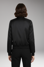 Women's Bomber Jacket with Round Neck and Zip Closure