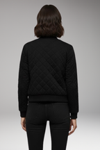 Women's Bomber Jacket with Zipper Closure and Ribbed Details