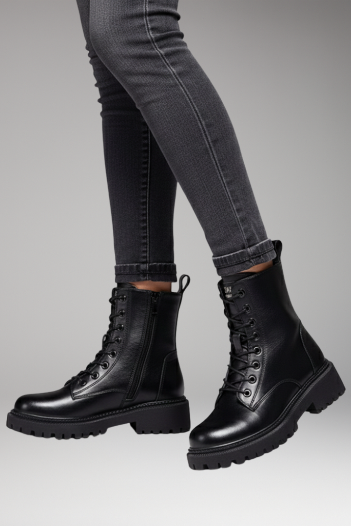 Women's Boots with Lace Closure and Side Zip
