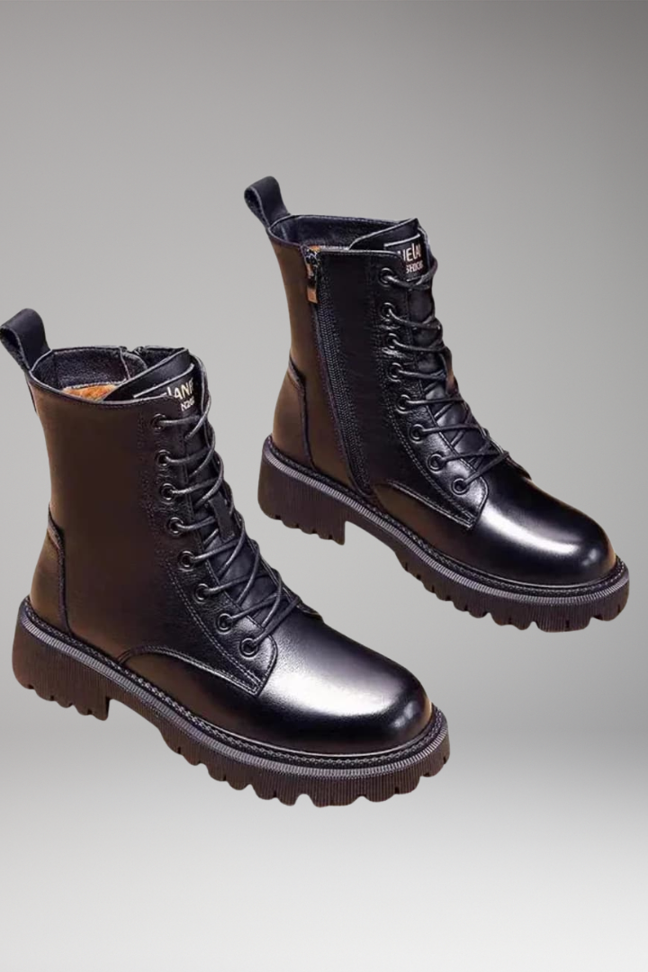 Women's Boots with Lace Closure and Side Zip