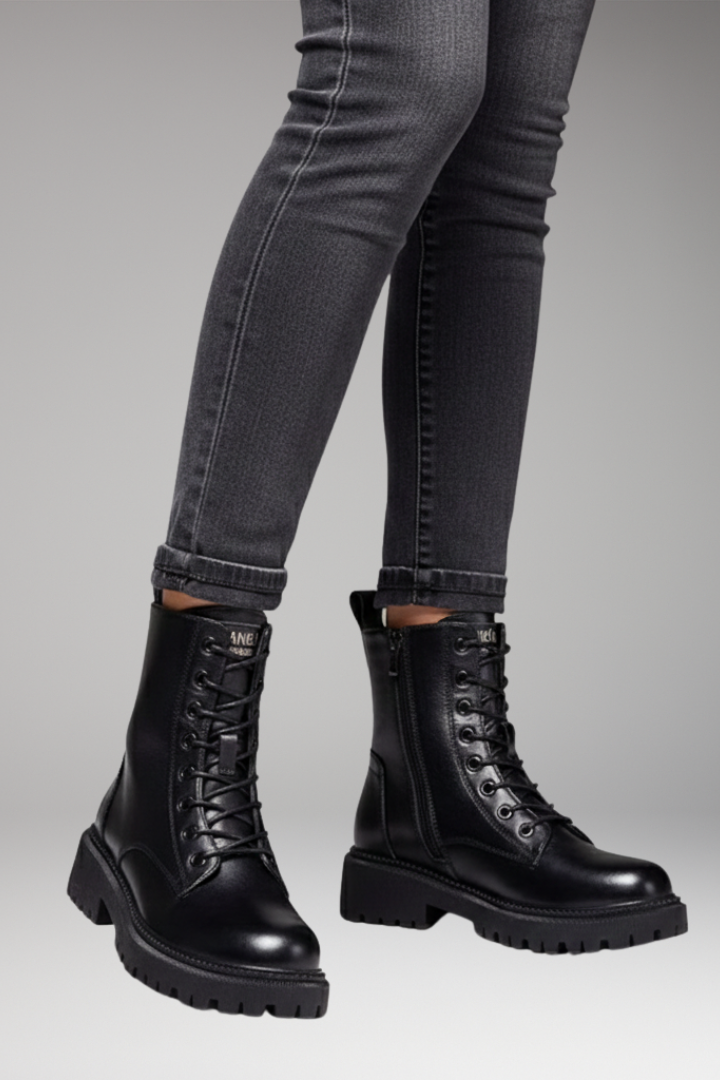 Women's Boots with Lace Closure and Side Zip