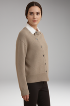 Women's Cardigan with Asymmetrical Buttons and Long Sleeves