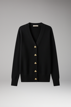 Women's Cardigan with Button Front and Ribbed Cuffs