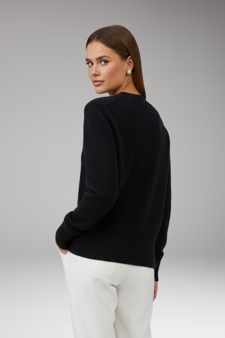 Women's Cardigan with Button Front and Ribbed Cuffs