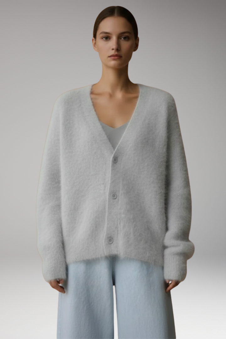 Women's Cardigan with Button Front and Textured Surface