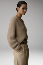 Women's Cardigan with Button Front and Textured Surface