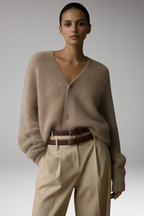 Women's Cardigan with Button Front and Textured Surface