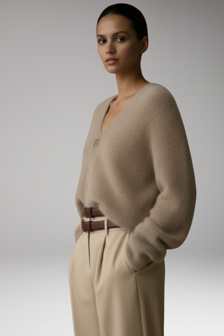 Women's Cardigan with Button Front and Textured Surface