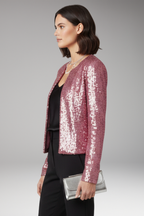 Women's Cardigan with Front Opening and Sequined Surface