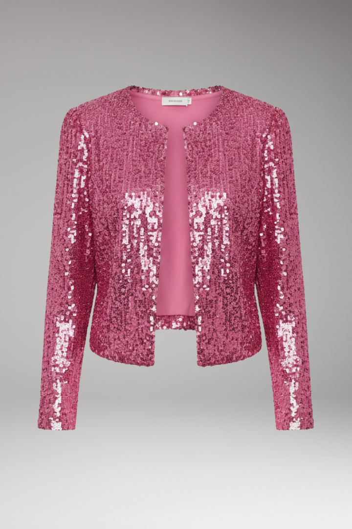 Women's Cardigan with Front Opening and Sequined Surface