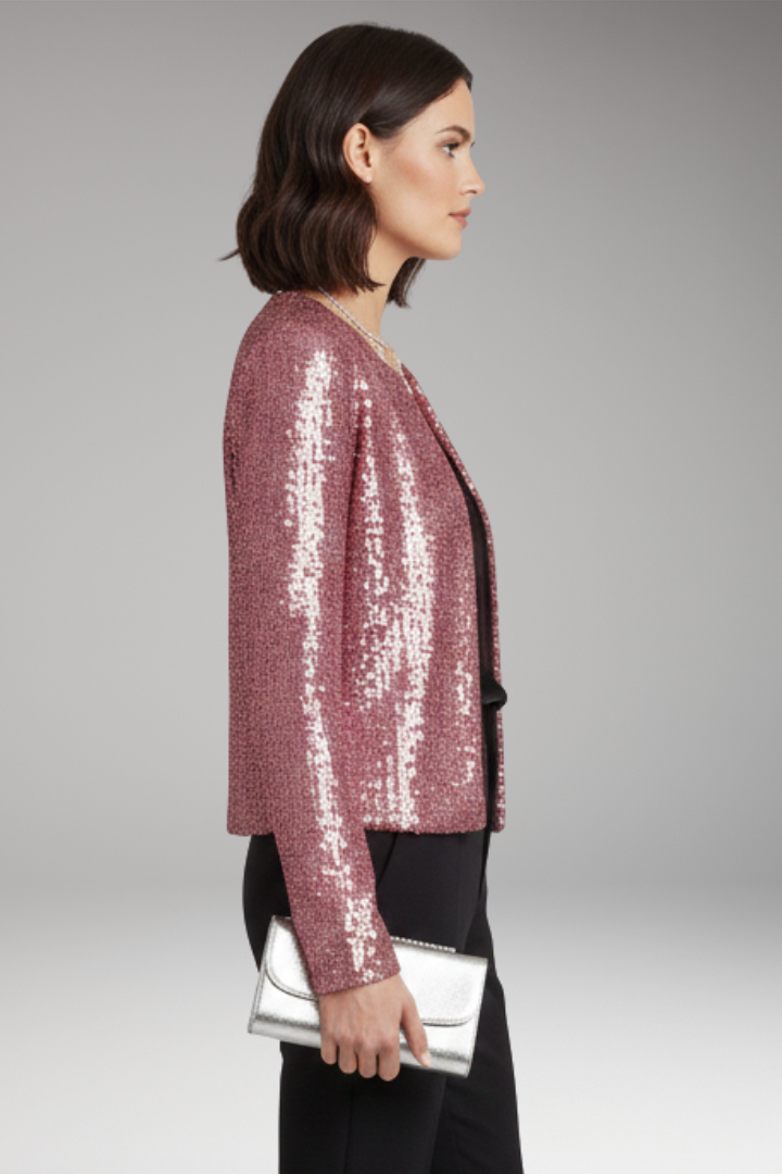 Women's Cardigan with Front Opening and Sequined Surface