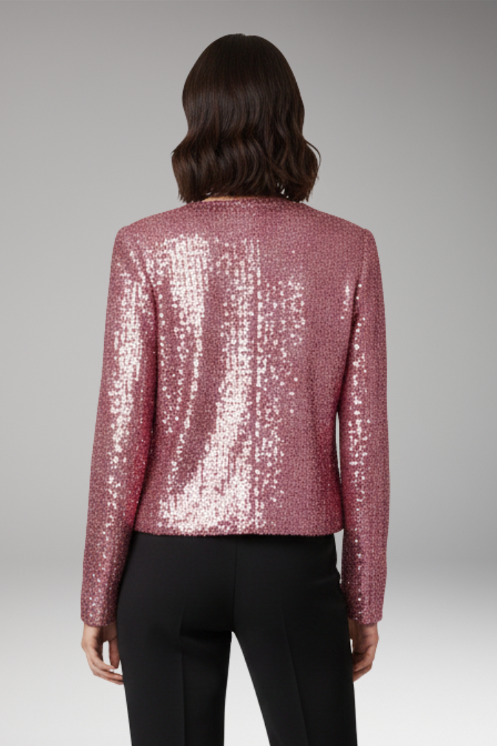 Women's Cardigan with Front Opening and Sequined Surface