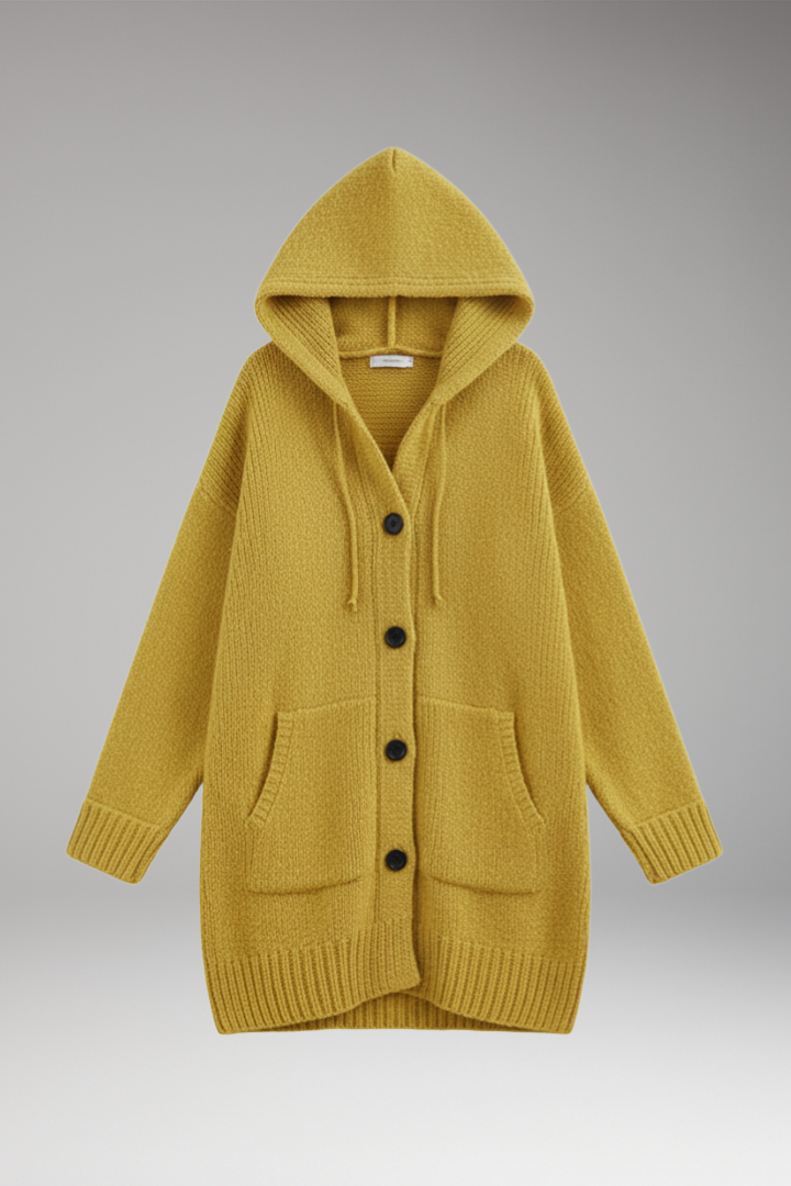 Women's Cardigan with Hood and Button Closure
