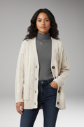 Women's Cardigan with V-Neckline and Textured Surface