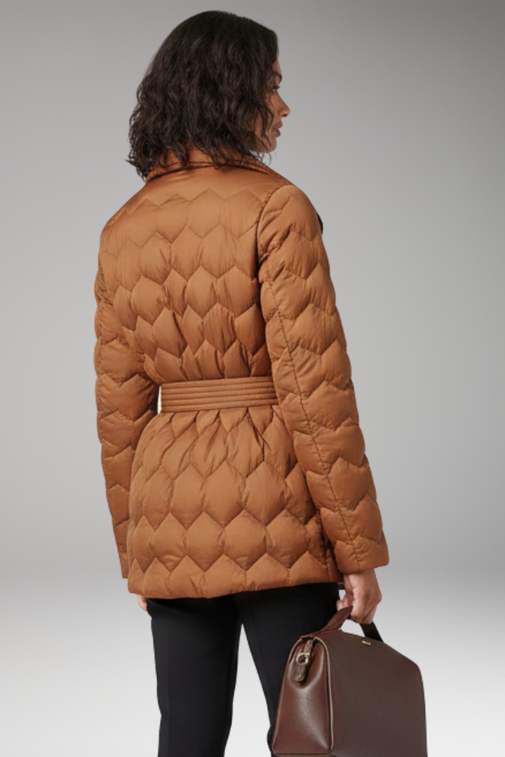 Women's Coat with Belt and Quilted Surface