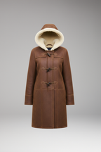 Women's Coat with Fixed Hood and Toggle Closure