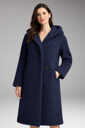 Women's Coat with Hood and Button Closure