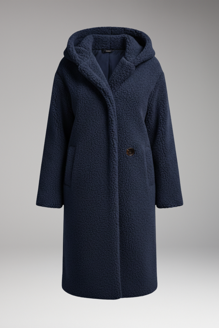 Women's Coat with Hood and Button Closure
