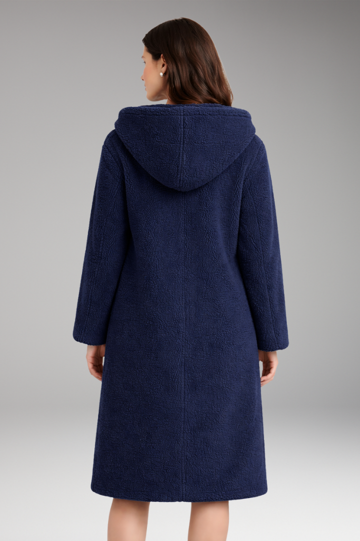 Women's Coat with Hood and Button Closure