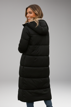 Women's Coat with Hood and Quilted Surface