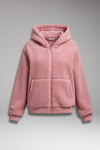 Women's Coat with Hood and Textured Surface