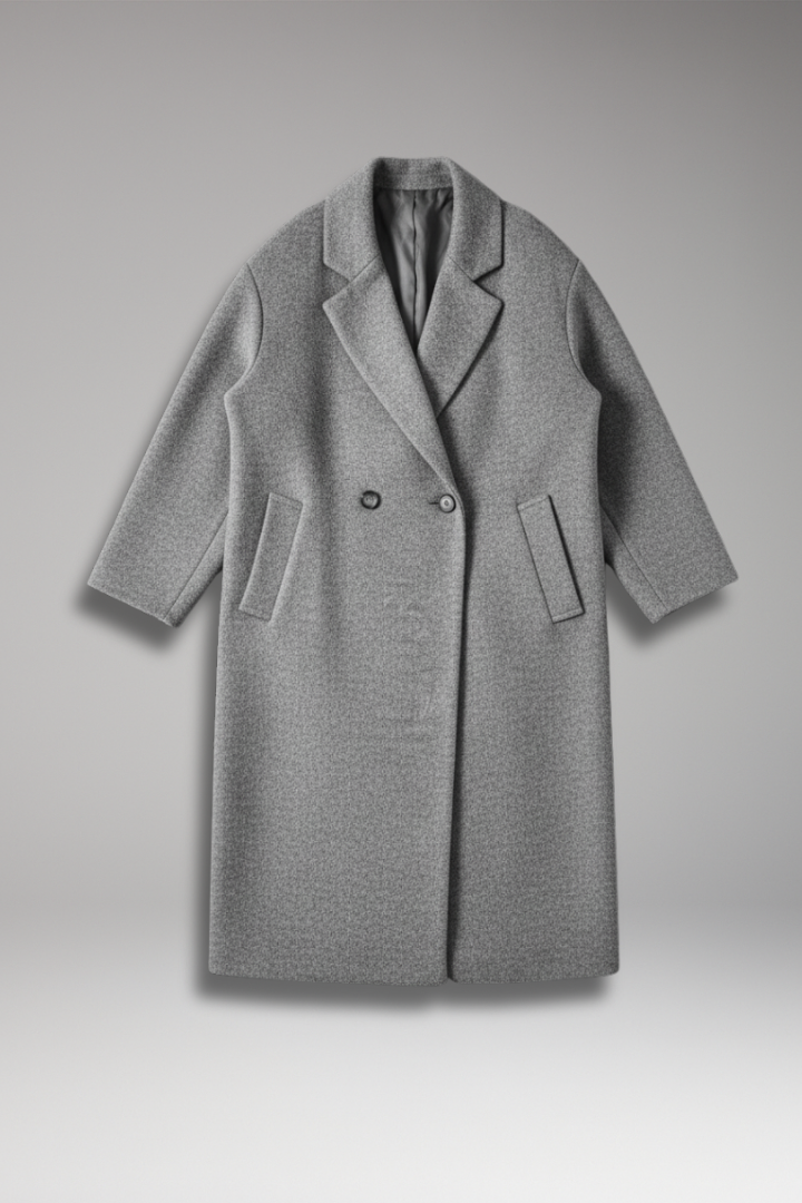 Women's Coat with Lapel Collar and Long Length