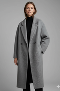 Women's Coat with Lapel Collar and Long Length
