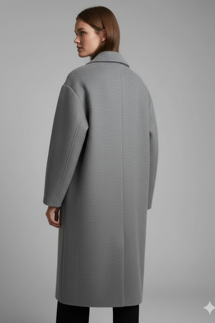 Women's Coat with Lapel Collar and Long Length