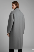 Women's Coat with Lapel Collar and Long Length