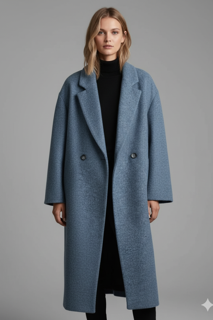 Women's Coat with Lapel Collar and Long Length