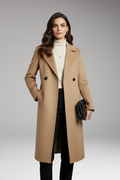Women's Coat with Notched Collar and Button Placket