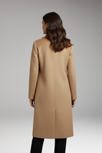 Women's Coat with Notched Collar and Button Placket
