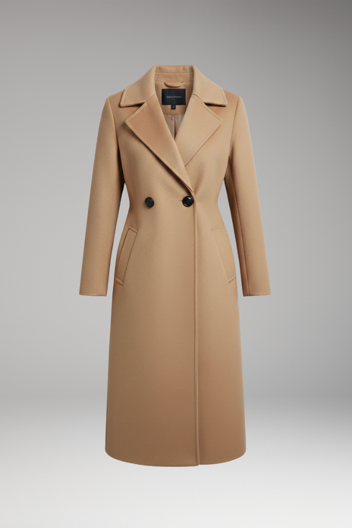 Women's Coat with Notched Collar and Button Placket