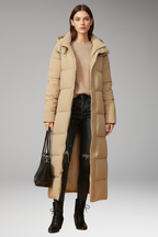 Women's Coat with Quilted Surface and Long Length