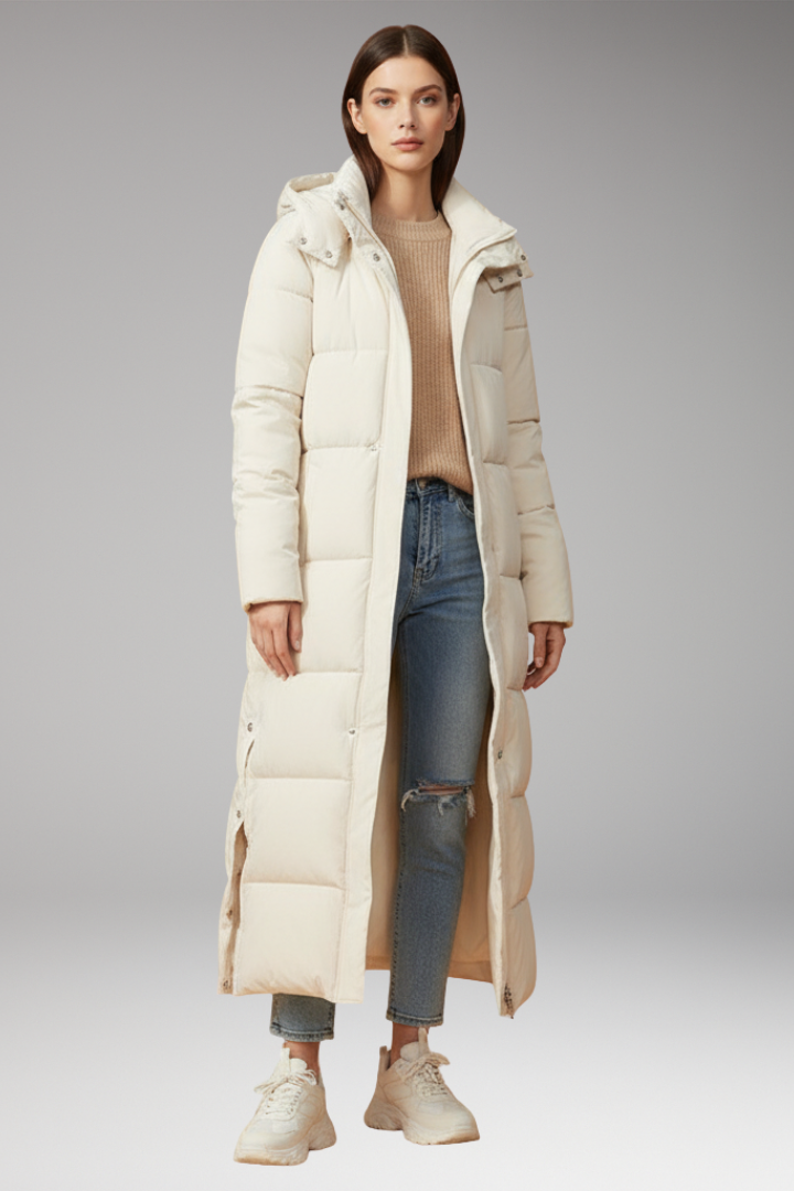 Women's Coat with Quilted Surface and Long Length