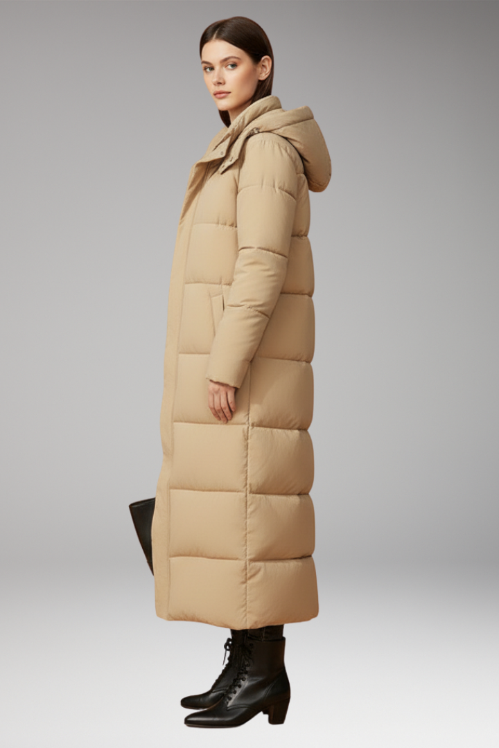 Women's Coat with Quilted Surface and Long Length