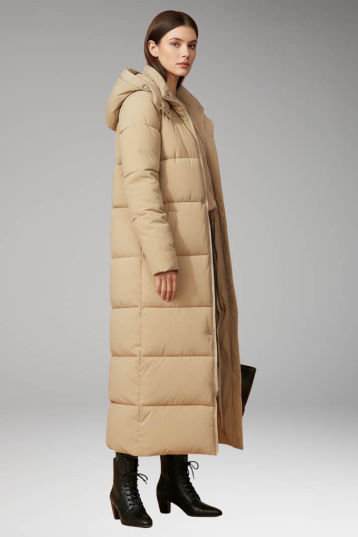 Women's Coat with Quilted Surface and Long Length