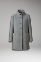 Women's Coat with Stand Collar and Button Closure
