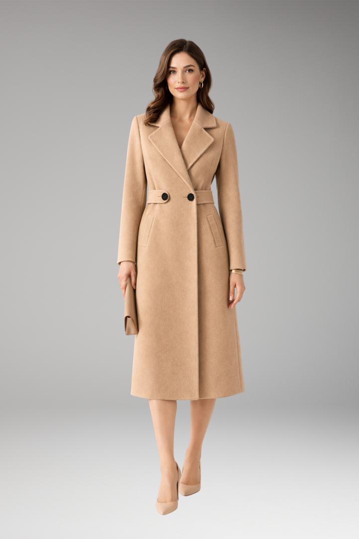 Women's Coat with Stand Collar and Zip Closure