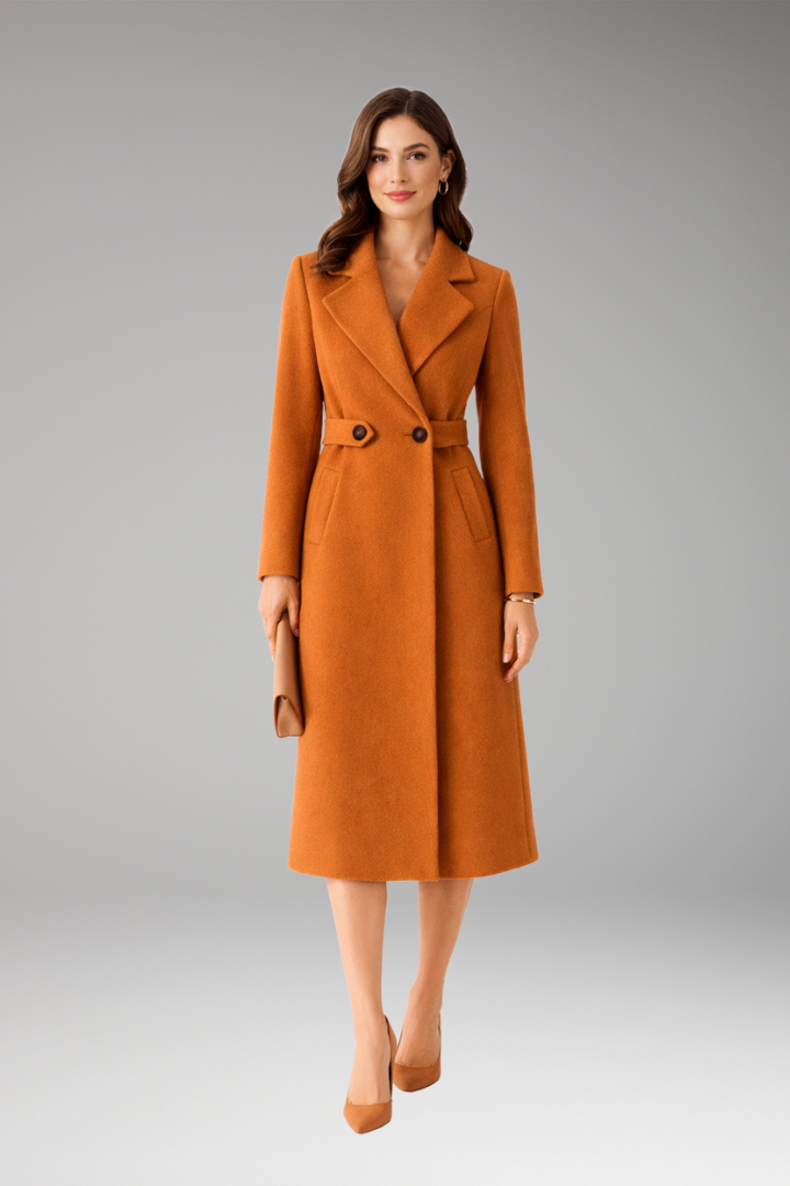 Women's Coat with Stand Collar and Zip Closure