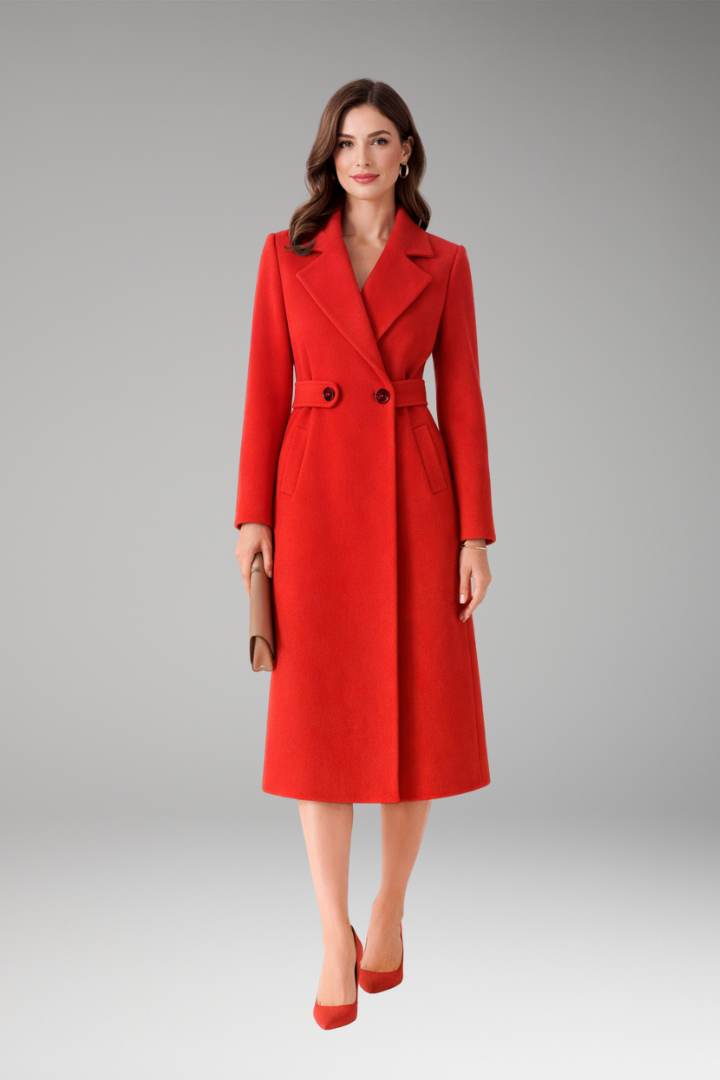 Women's Coat with Stand Collar and Zip Closure