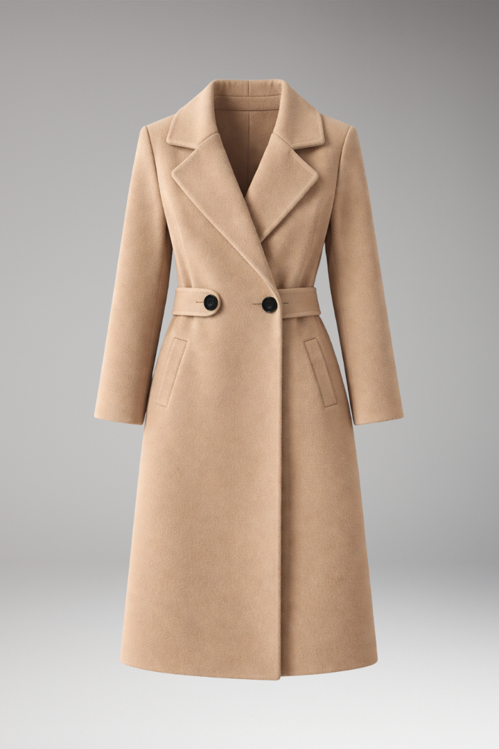 Women's Coat with Stand Collar and Zip Closure
