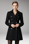 Women's Coat with Two-Row Front Closure and Notched Collar